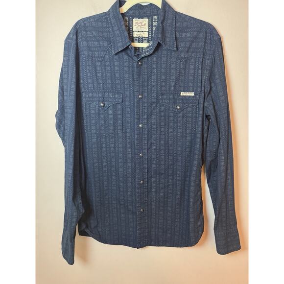 Lucky Brand Men's Button Down Navy Western Top Sz M - Picture 1 of 8